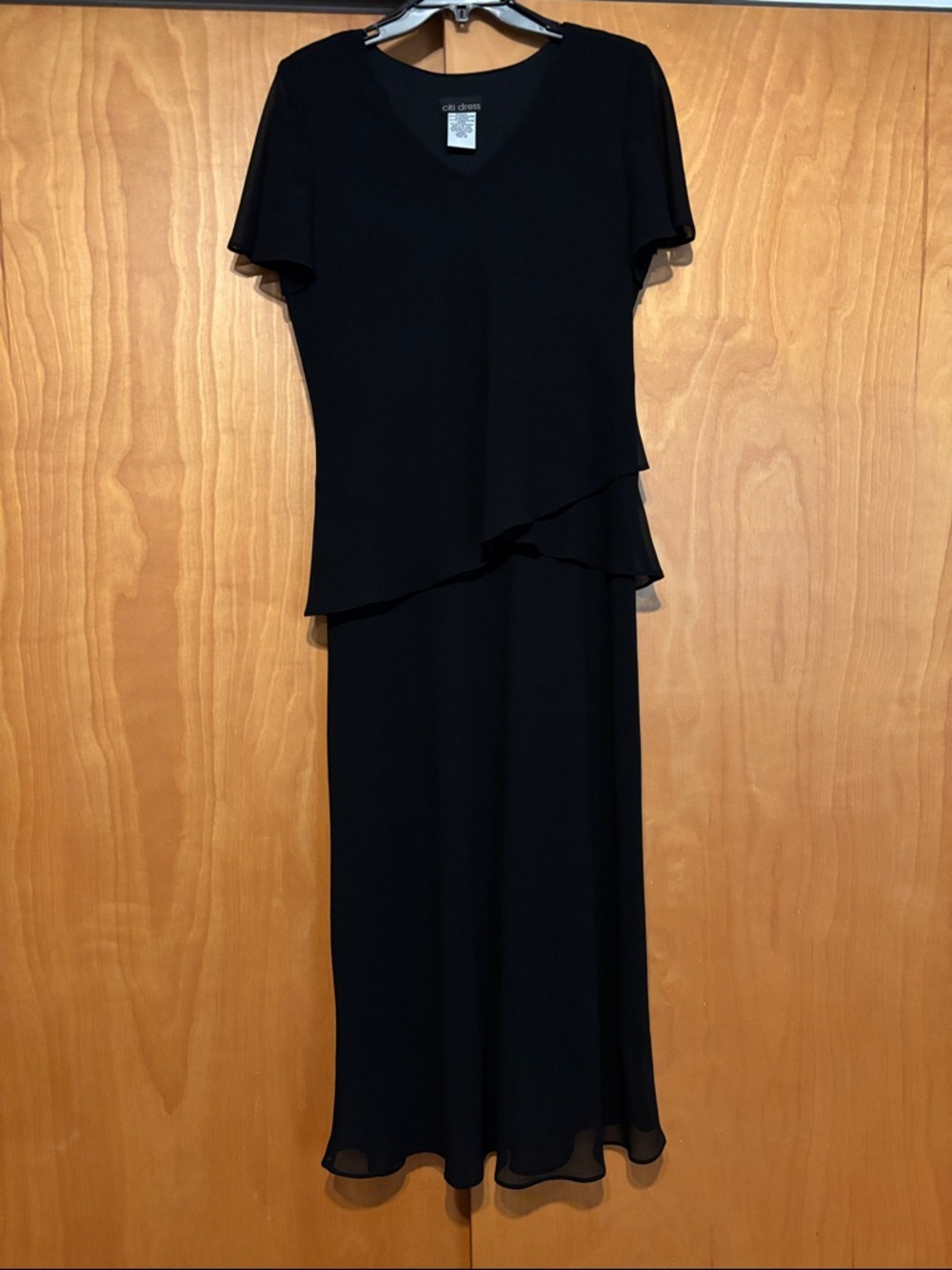 Citi Dress Black V-Neck Layered Maxi Dress